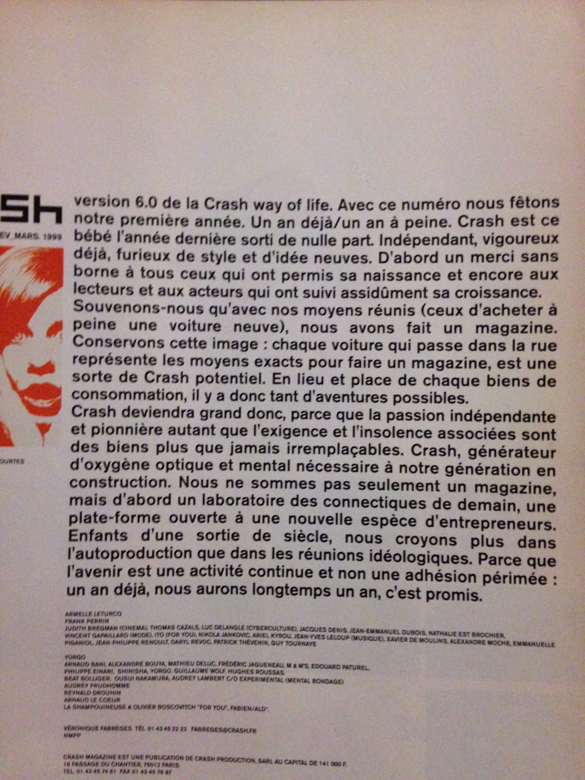 Document de Crash, février-mars 1999, portant le nom Arnaud le Cœur
