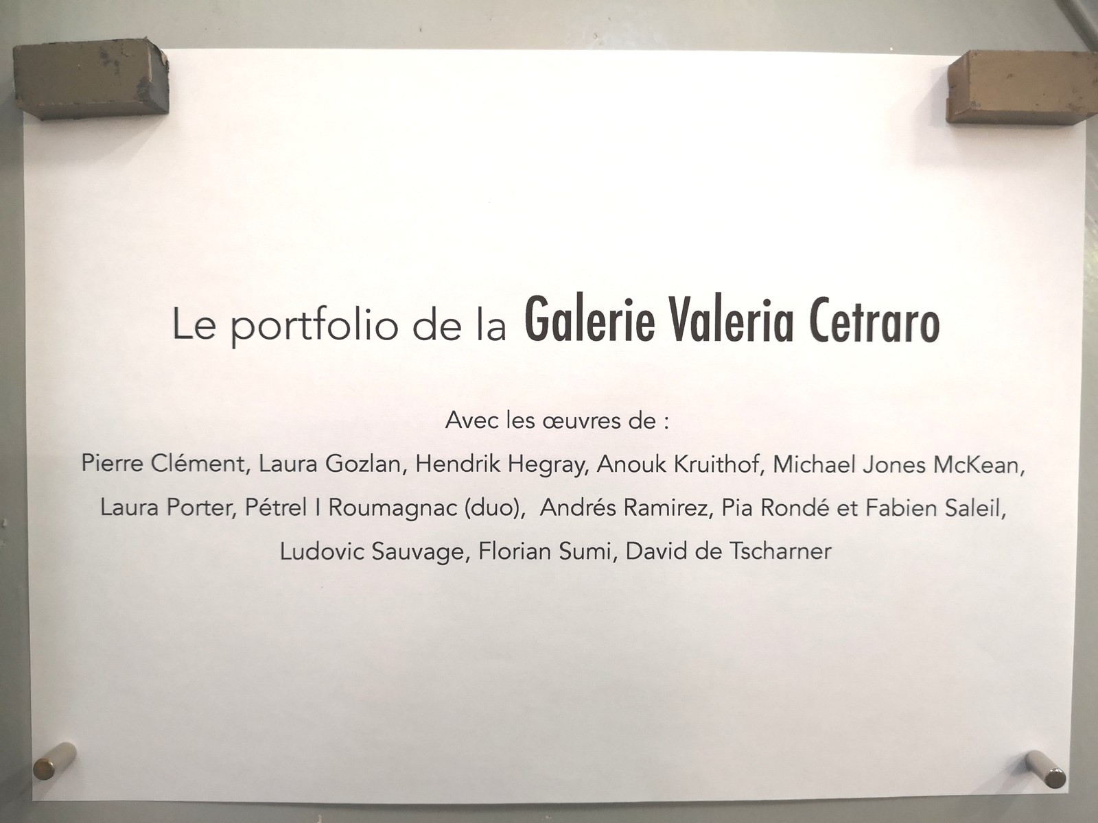 Cartel de l’exposition « Le portfolio de la Galerie Valeria Cetraro », En gare !, Bagnolet