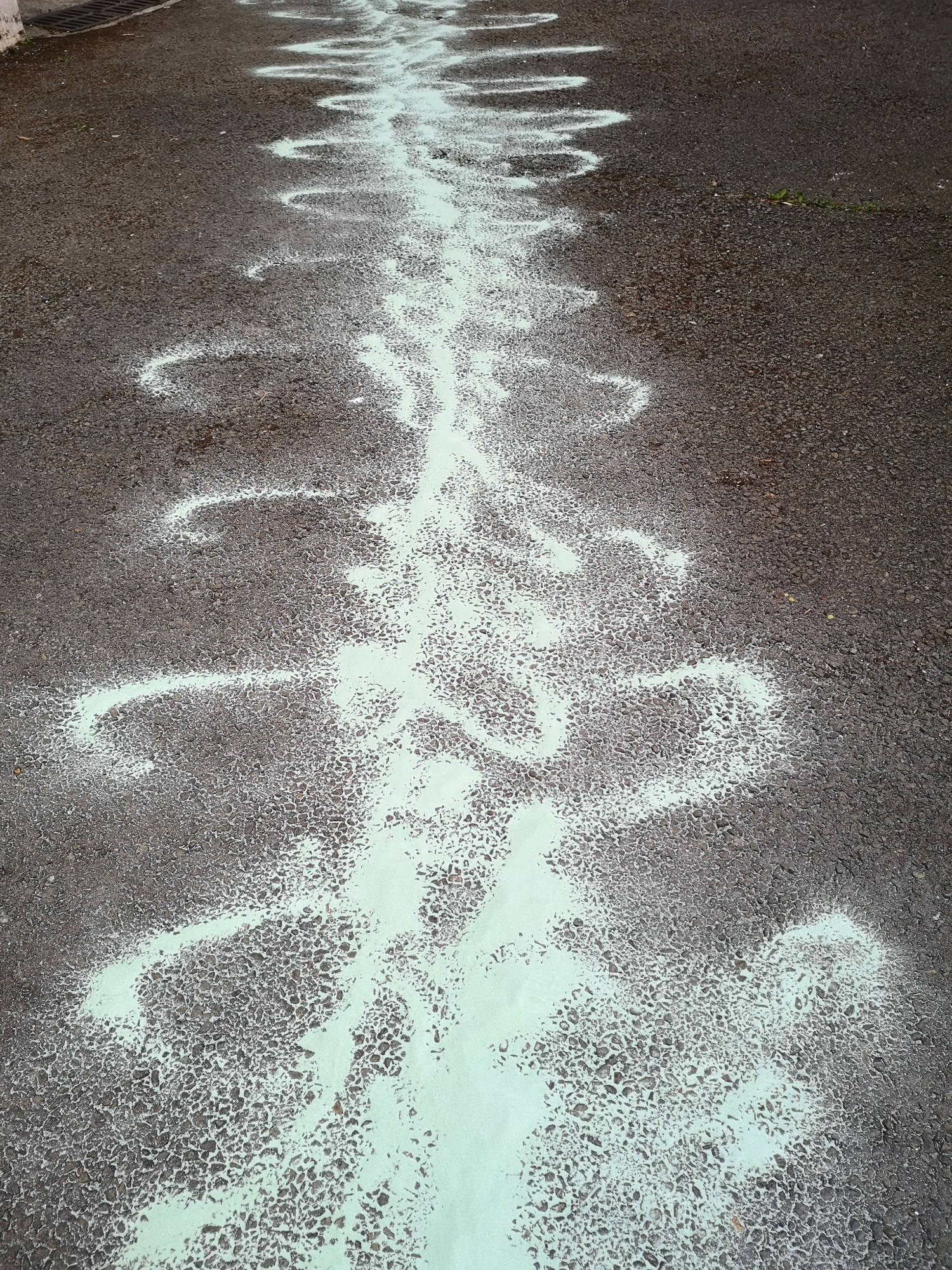 La ligne de sable vert dans la cour — Don du tapis rouge, Bagnolet, 29 septembre 2018