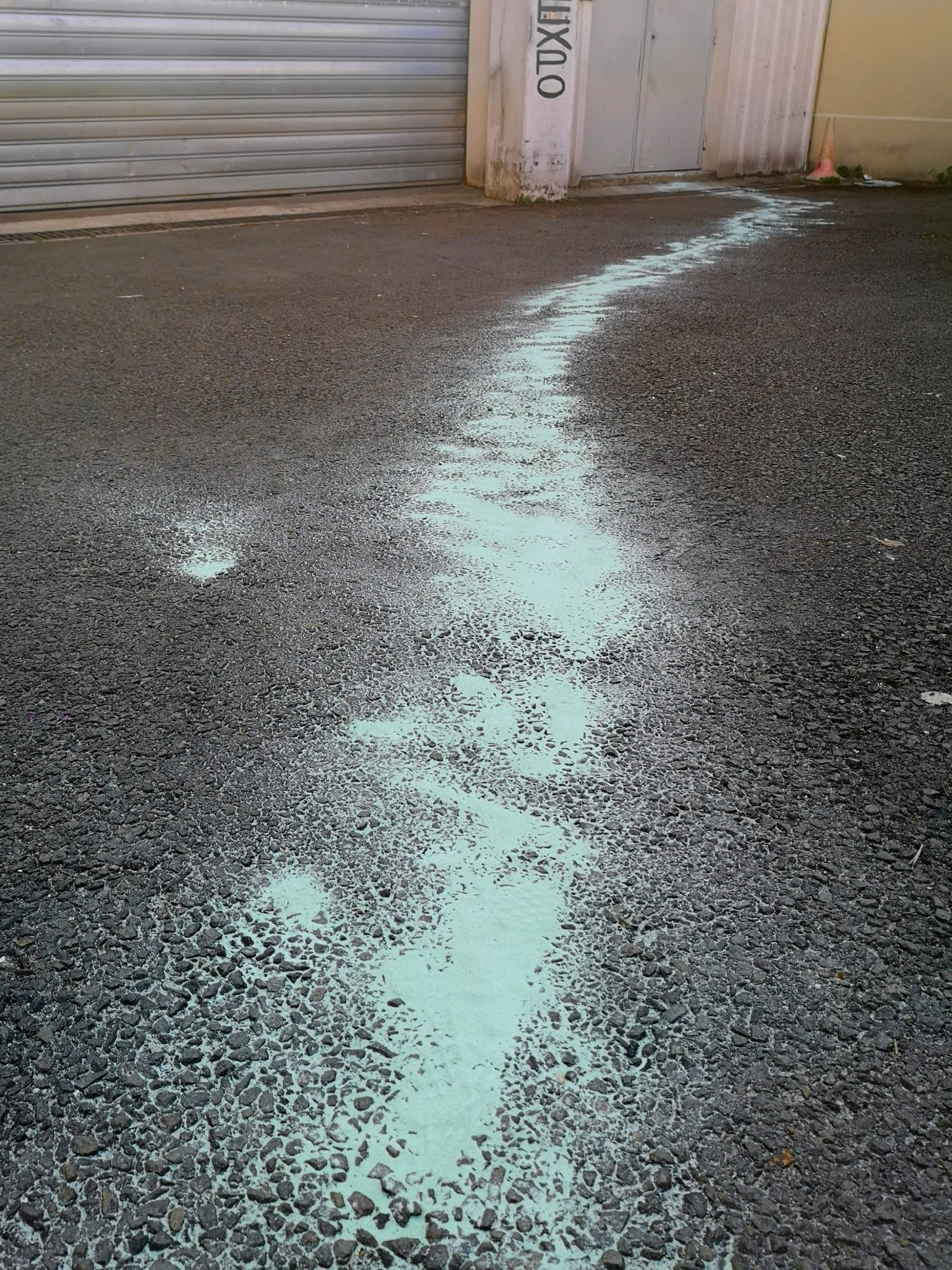 Le sable vert devant l’entrée — Don du tapis rouge, Bagnolet, 29 septembre 2018