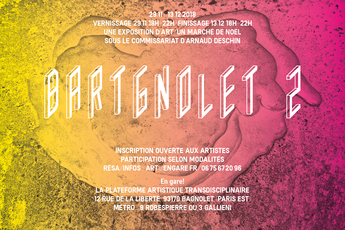 Bartgnolet 2, carton annonçant une exposition et un marché de Noël du 29 novembre au 13 décembre 2018